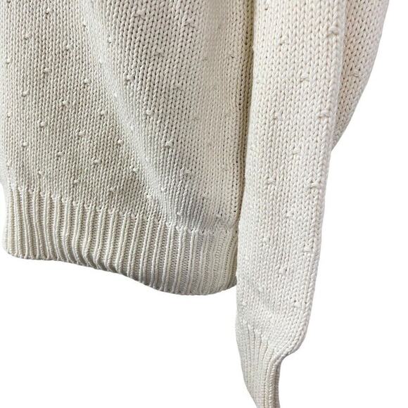 Van Heusen Womens Hand Embroidered Vintage Pointelle Chunky Knit Sweater sz S - Picture 8 of 16